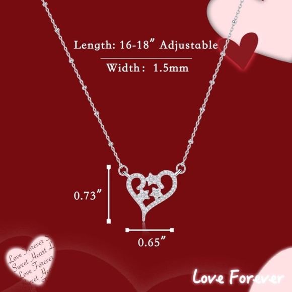 18kt white gold plated heart and star necklace - Picture 2 of 4